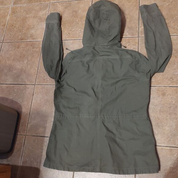 Vintage Orvis Jacket Men's L Green Snap Button Fleece Hooded Fishing Cargo - Picture 8 of 8